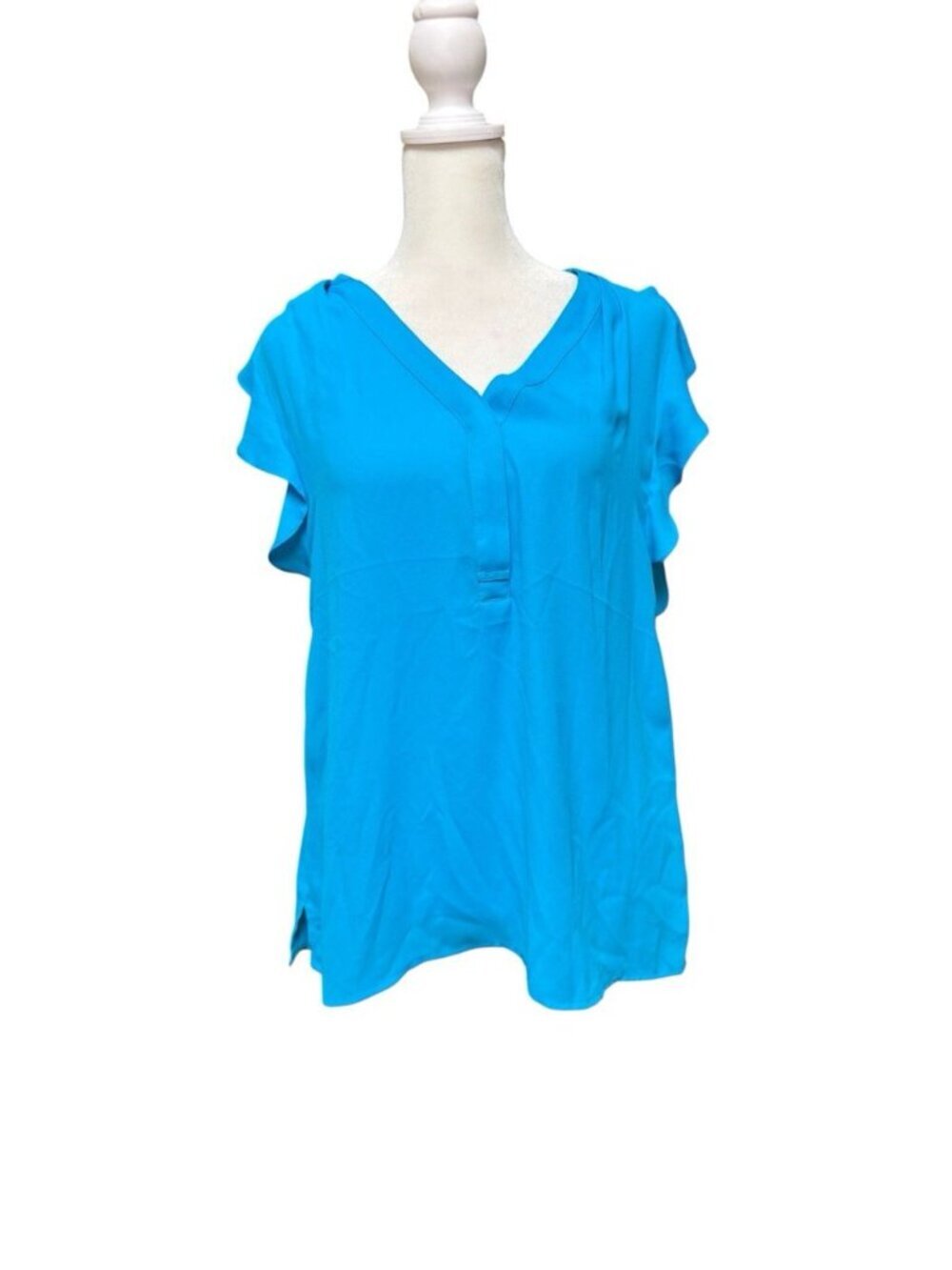 Express Portofino Sleeveless Blouse Blue V Neck Size Medium